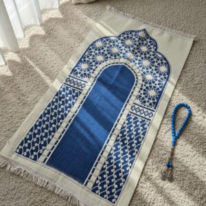 Islamic prayer mat blue dark